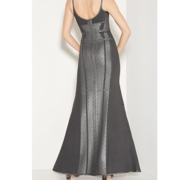 Herve Leger ZELINA Silver Metallic Mermaid Dress - Picture 3 of 8